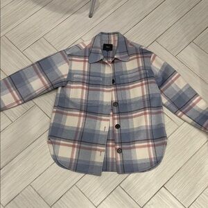 Plaid Rails Shacket in Blue and Pink